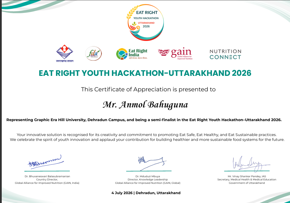 Eat Right Youth Hackathon certificate or event image